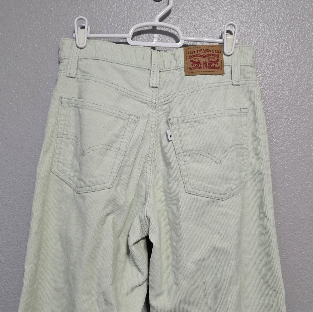 Levi's 94 Baggy Light Lime Green High Rise Relaxed Fit Straight Leg Corduroy - Picture 5 of 6